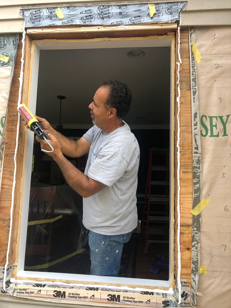 Expert Caulking Taking Place